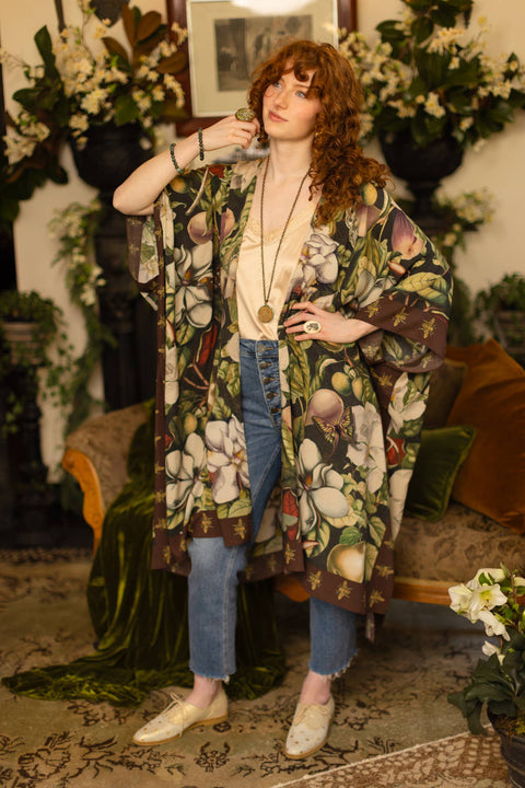 Starduster Kimono - Fleur De Lune Goddess with Florals & Bees