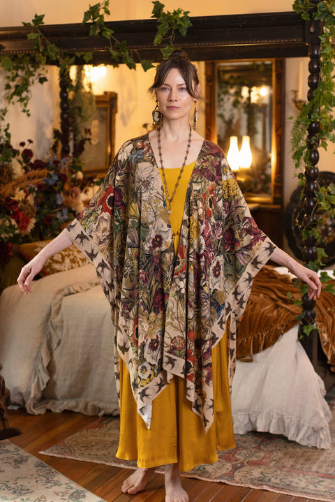 Duster Kimono - Golden Hour Goddess with Floral Print