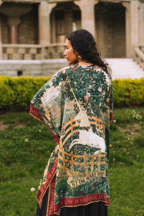 Goddess Duster Kimono - Wildheart with Florals, Unicorn & Castle