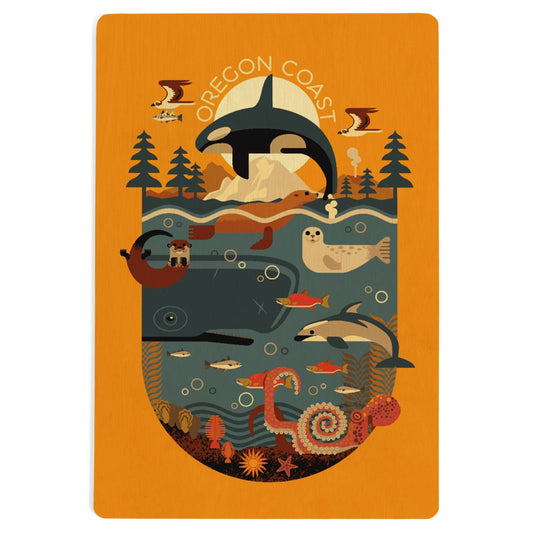 Wood Postcard - Oregon Coast Marine Animals