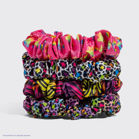 Ruched Satin Scrunchies - Lisa Frank x Kitsch  Rainbow Leopard