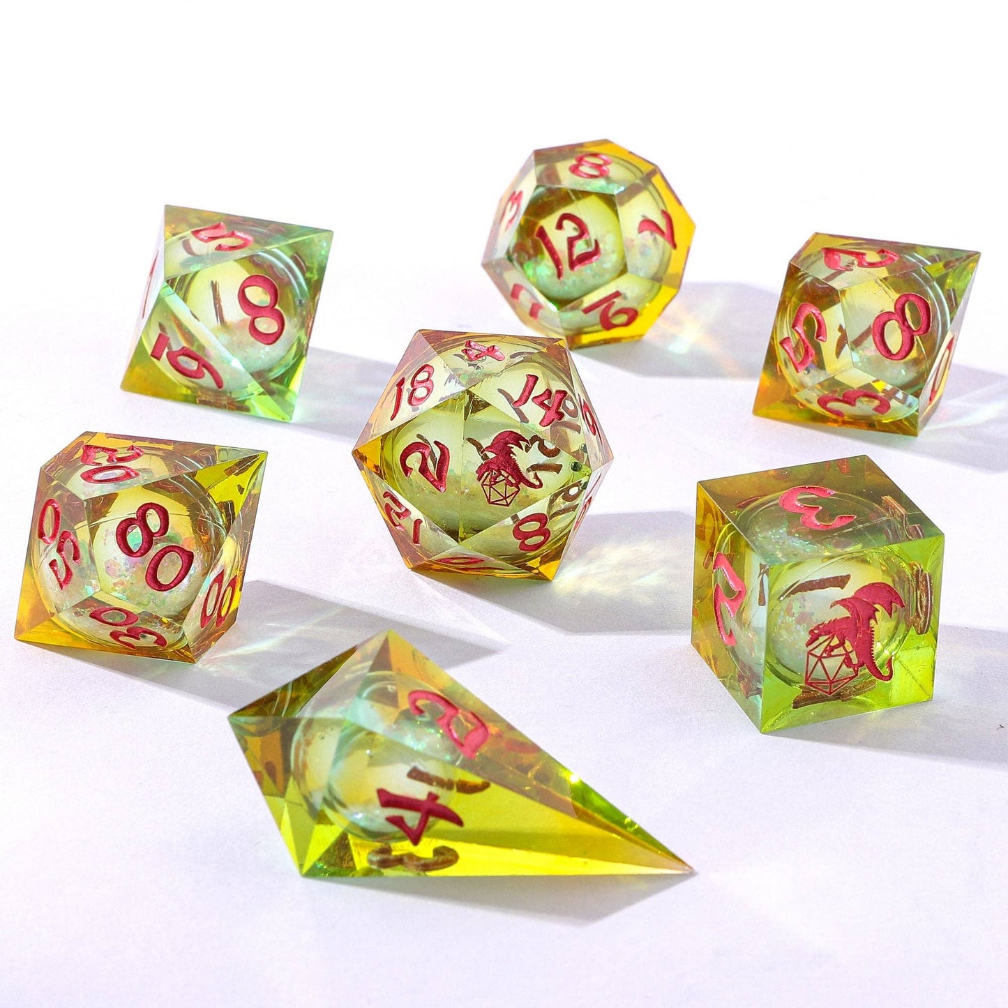 Captured Magic Liquid Core Sharp Edge Resin Dice Set - Mystic Meadow