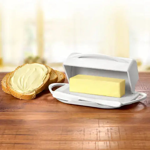 Flip-Top Butter Dish w/ Butter Knife - Red