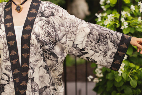 Pixie Duster Crop Kimono - Honey & The Moon with Florals & Bees
