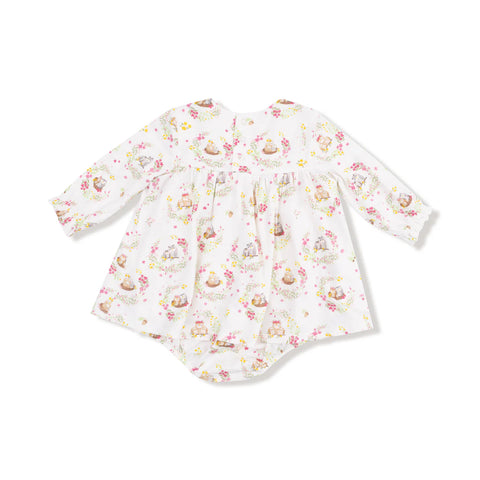 Smocked Ruffle Bubble with Skirt - Floral Owl Families