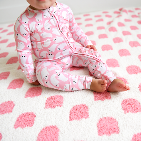 Last One - Size 3/6M: Coverall (Zipper) - Glinda Ghosts Ruffle Bamboo