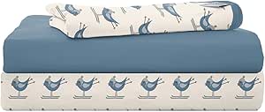 Twin Sheet Set - Natural Ski Birds