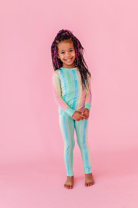 2 Piece Pajamas (Long Sleeve) - Rainbow Stripe