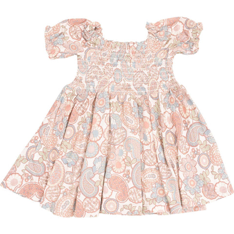 Puff Sleeve Smocked Dress - Folk Paisley
