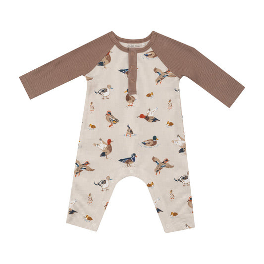 Raglan Henley Romper - Ducks