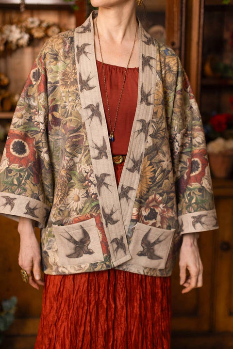 Fleece Cottage Cardigan Kimono Jacket - Golden Hour