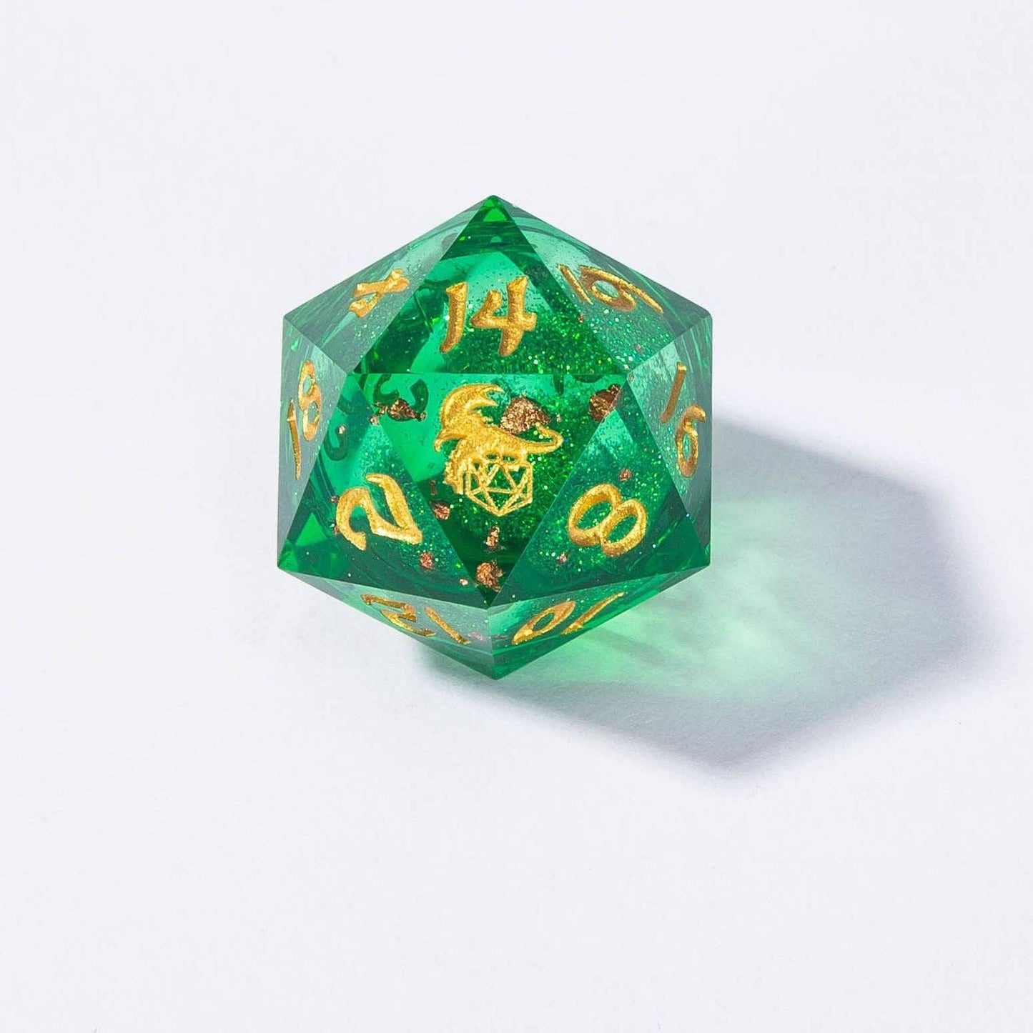 Captured Magic Liquid Core Sharp Edge Resin Dice Set - Green