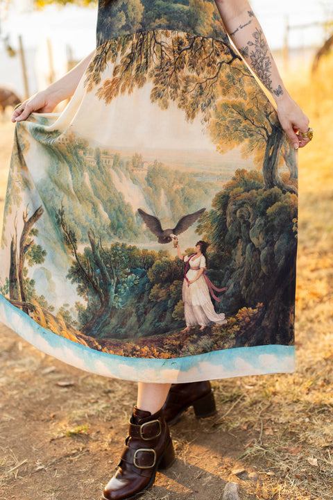 Bohéme Printed Long Maxi Slip Dress - Awakening with Landscape