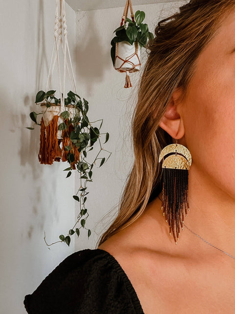 Earrings - Moon Sign Set In Topaz