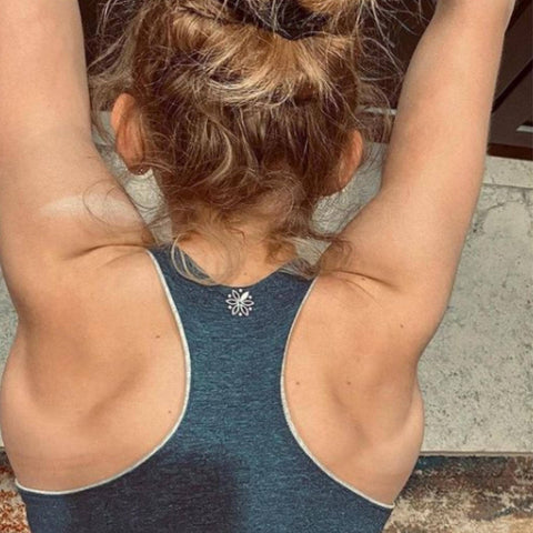 Aster Organic Racerback Bra - Black/Teal