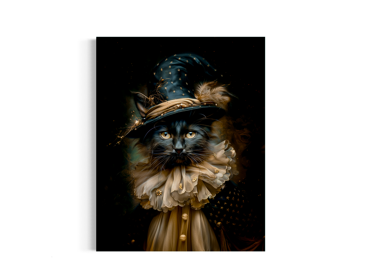 Art Print - Magic Black Cat in Wizard Hat