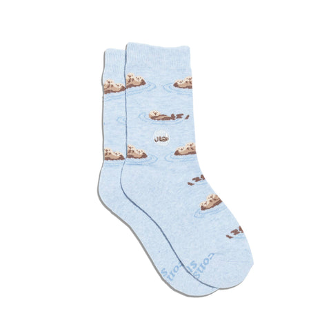 Kids Socks that Protect Sea Otters - Blue