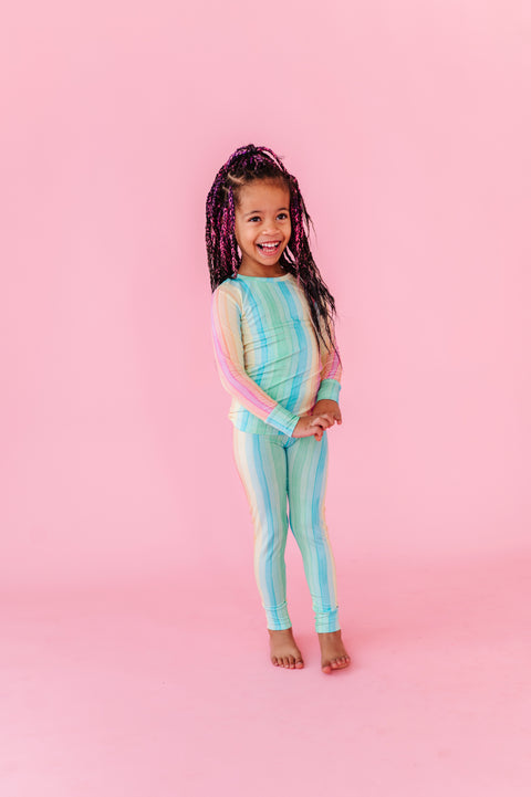 2 Piece Pajamas (Long Sleeve) - Rainbow Stripe