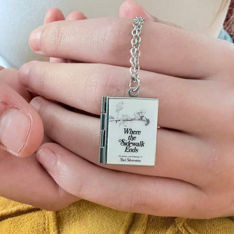 Necklace - Book Locket: Where the Sidewalk Ends Stainless Steel