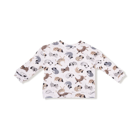 Drop Sleeve Waffle Top with Jogger - Cozy Pups