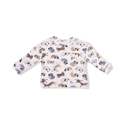 Drop Sleeve Waffle Top with Jogger - Cozy Pups