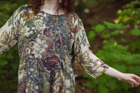 Artist Dress Tunic - Love Grows Wild with Pockets, Bees & Floral