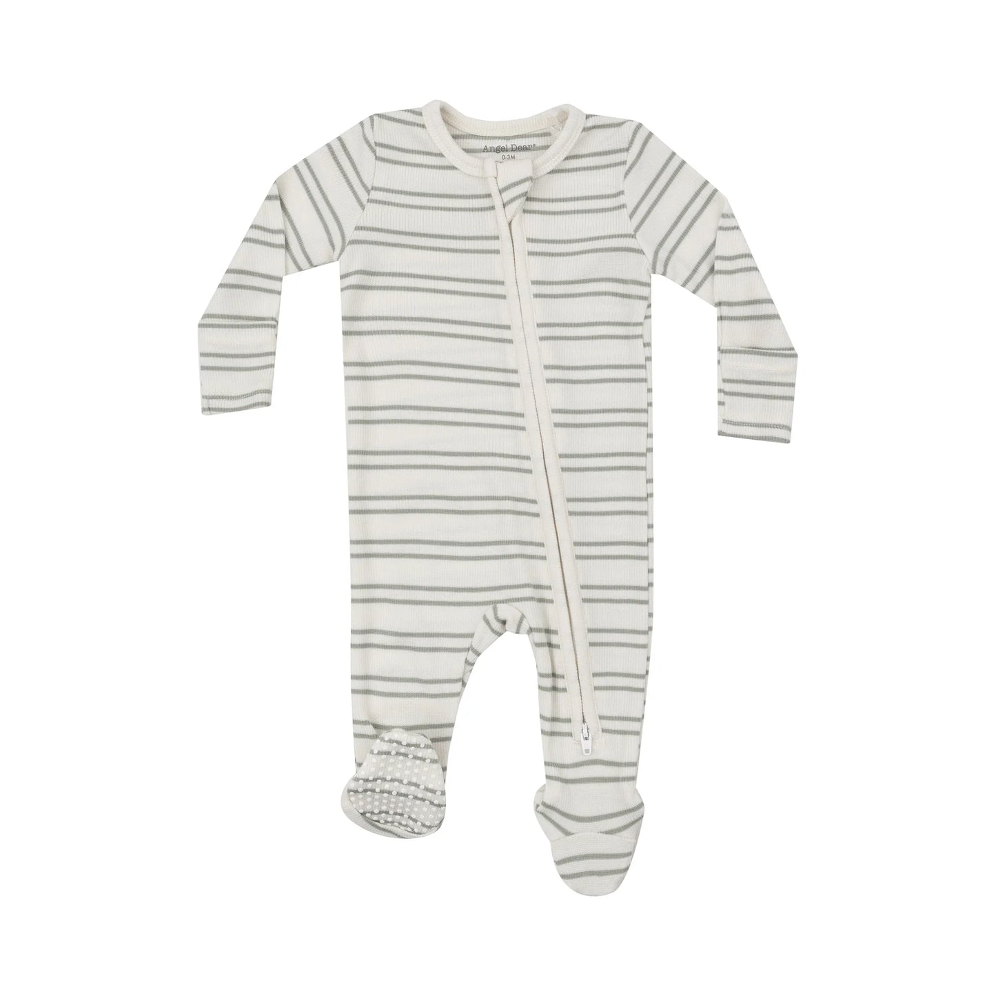 Footie (2 Way Zipper) - Ribbed Desert Sage Stripe