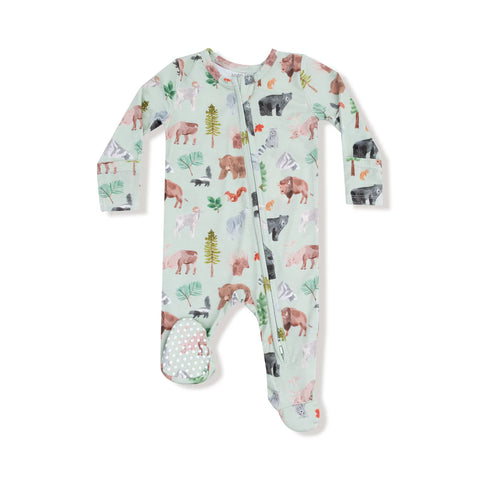 Footie (2 Way Zipper) - American Woodland Animals