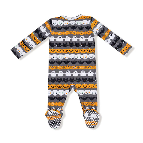 Last One - Size 0/3M: Footie (2 Way Zipper) - Halloween Paper Garland Glow in the Dark