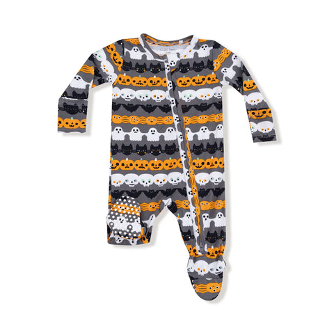 Last One - Size 0/3M: Footie (2 Way Zipper) - Halloween Paper Garland Glow in the Dark