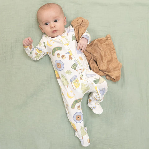 Footie (2 Way Zipper) - Camping Blue