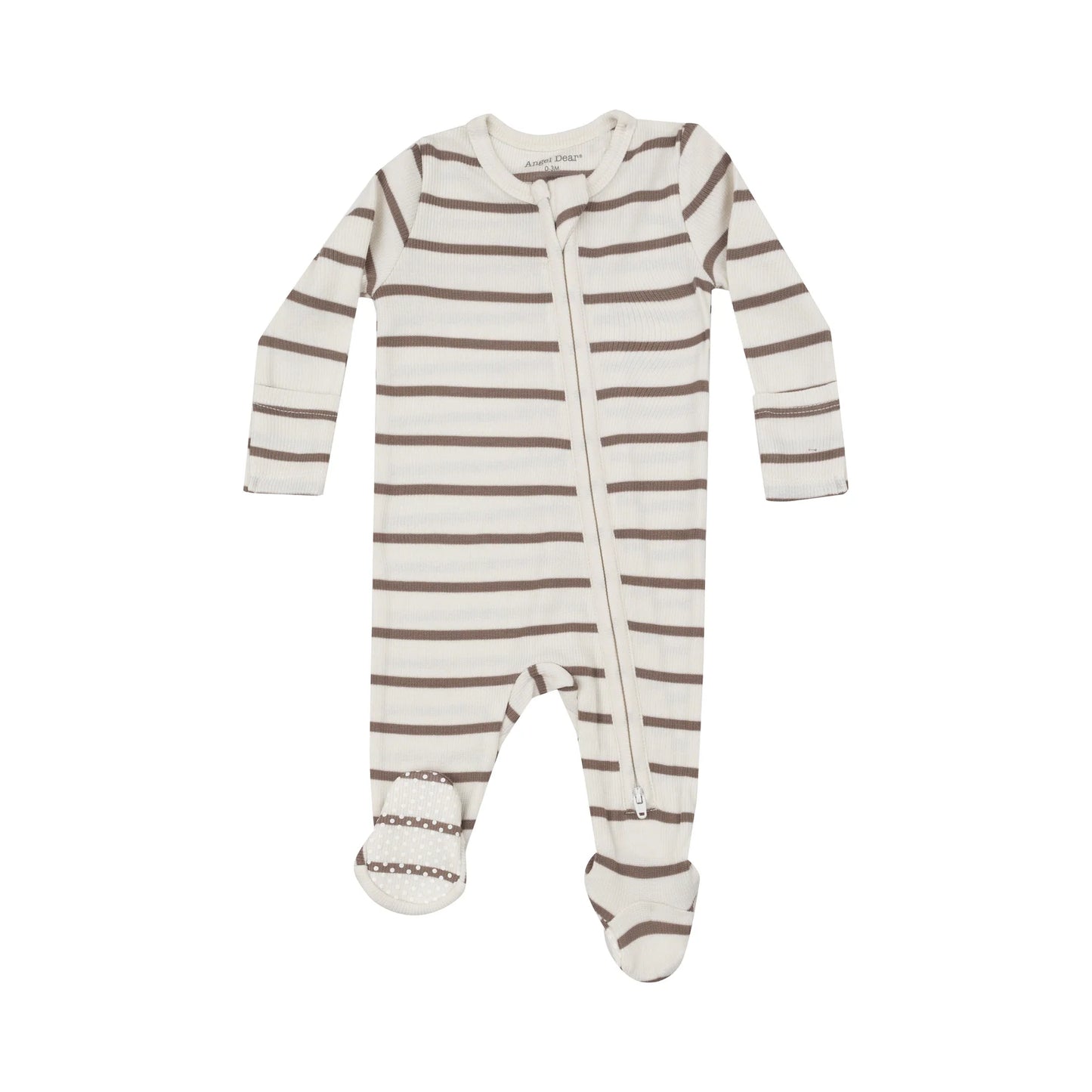 Footie (2 Way Zipper) - Brown Stripe