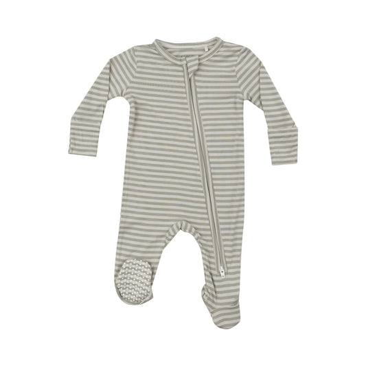 Footie (2 Way Zipper) - Desert Sage Stripe