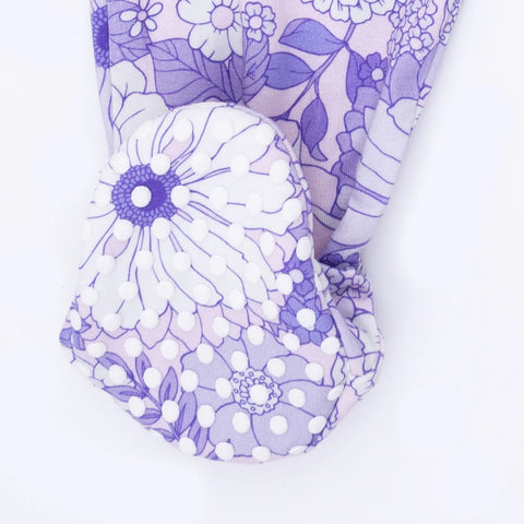 Footie with Ruffles (2 Way Zipper) - Lacy Lavender Floral
