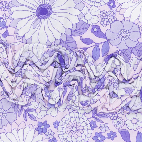 Footie with Ruffles (2 Way Zipper) - Lacy Lavender Floral