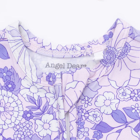 Footie with Ruffles (2 Way Zipper) - Lacy Lavender Floral