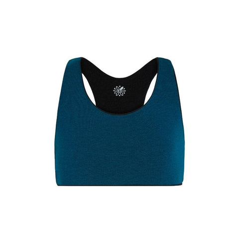 Aster Organic Racerback Bra - Black/Teal