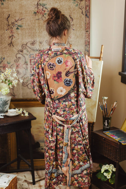 Opera Duster Kimono Robe - Art of Life w/Flower Palette