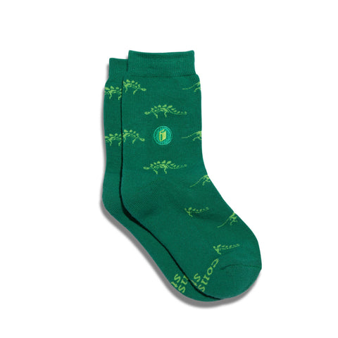 Kids Socks that Give Books - Green Dinosaurs