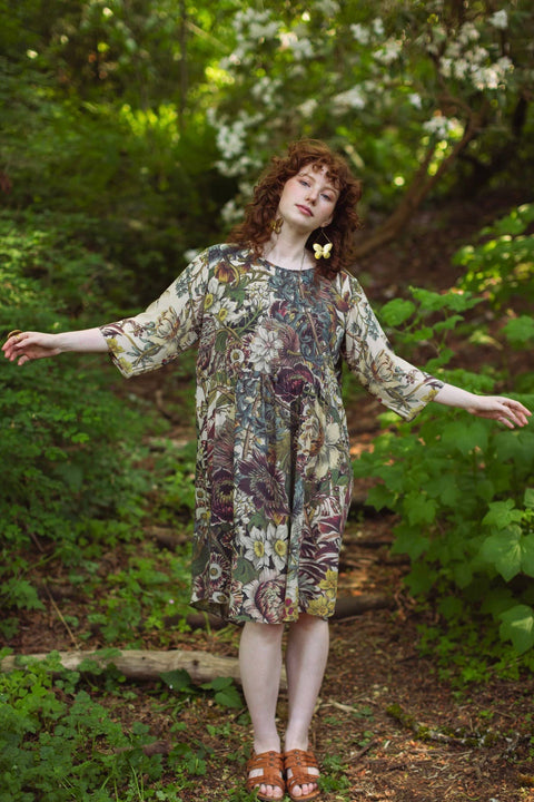 Artist Dress Tunic - Love Grows Wild with Pockets, Bees & Floral