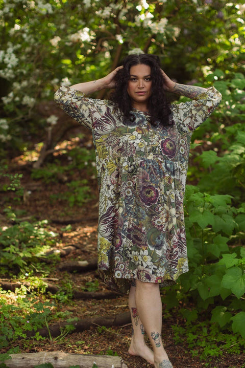 Artist Dress Tunic w/ Pockets - Love Grows Wild Bees & Floral