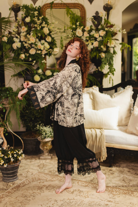 Pixie Duster Crop Kimono - Honey & The Moon with Florals & Bees