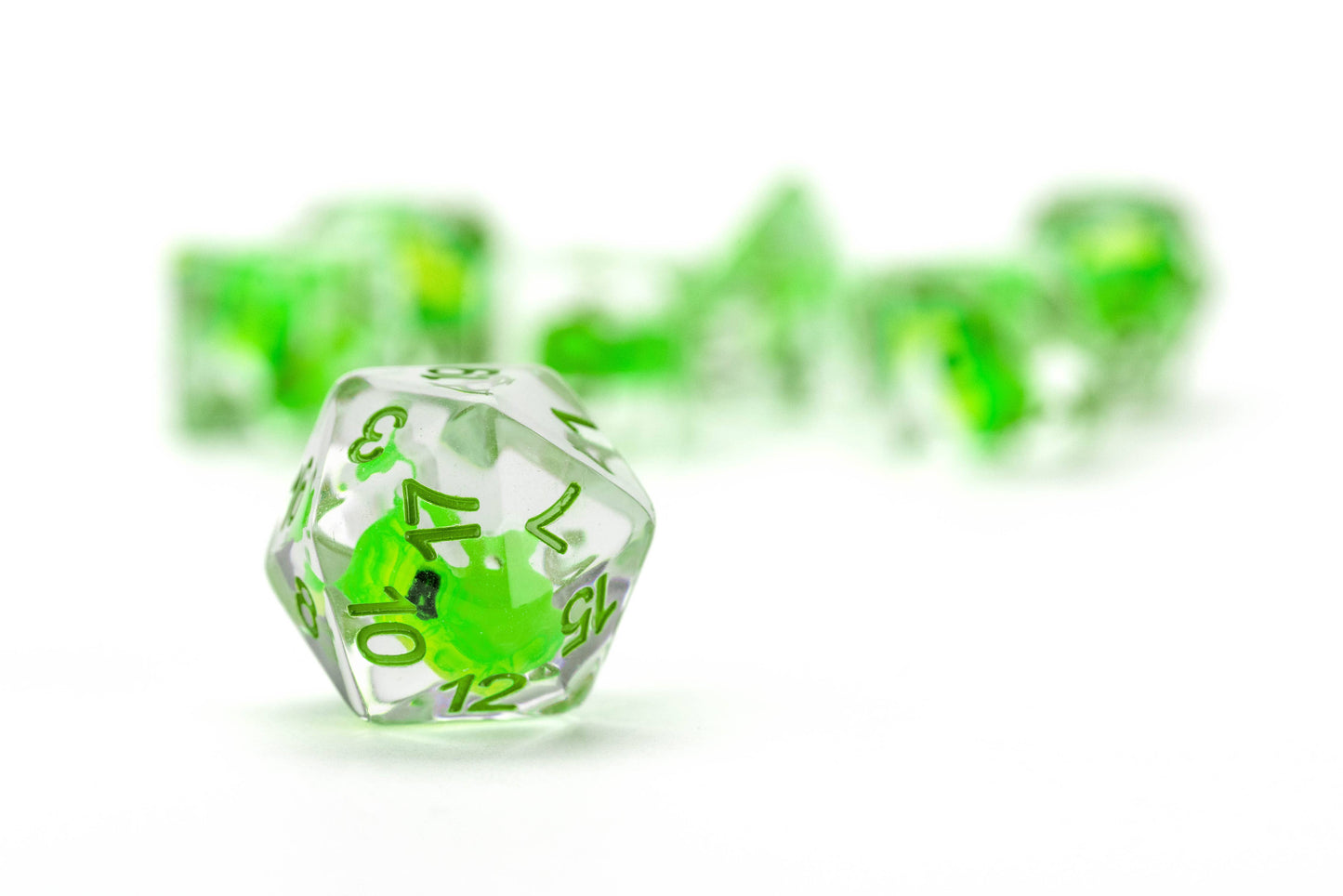 Dragon Storm Inclusion Resin Dice Set - Green Dragon