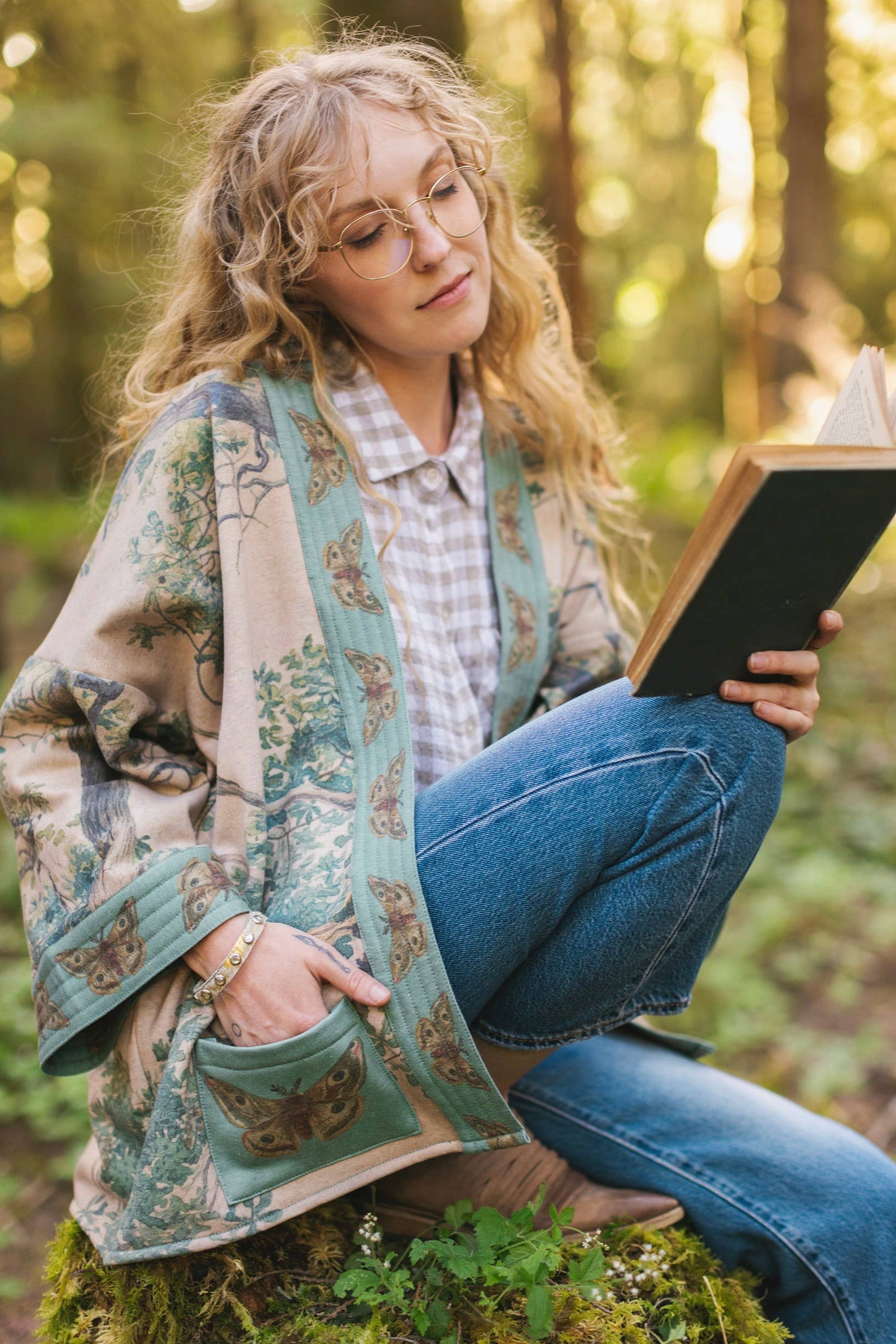 Fleece Lined Cozy Cottage Cardigan Kimono Jacket - Earth & Sky