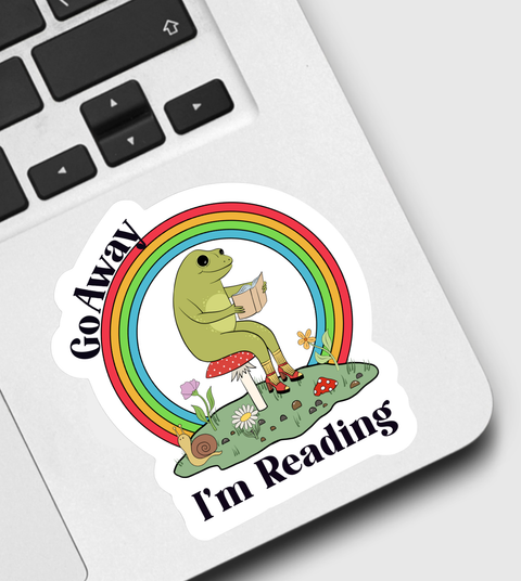 Sticker - Go Away I’m Reading Frog