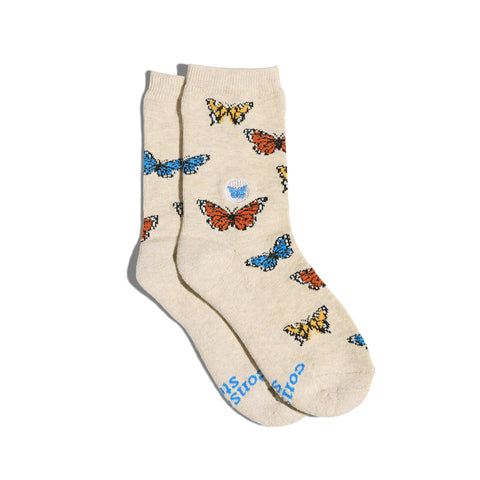 Kids Socks that Protect Butterflies - Beige