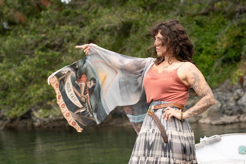 Scarf (Bamboo) - Hold Fast Boat, Sun, Moon & Rainbow