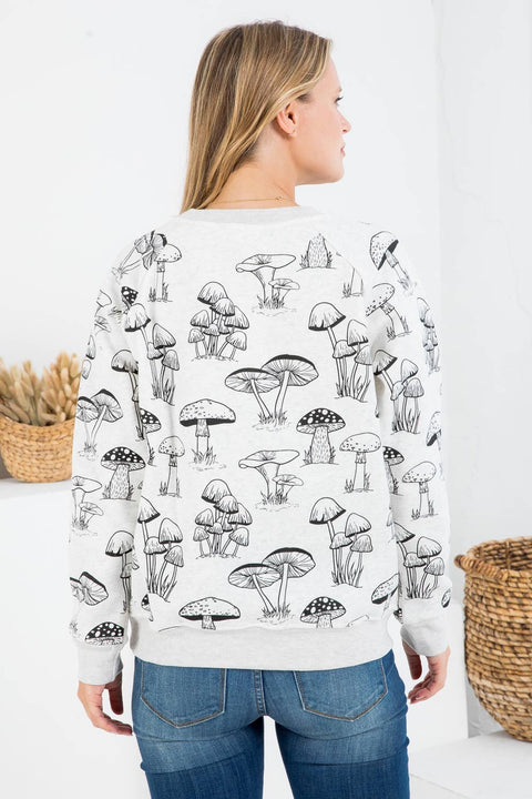 Sweatshirt (Crew Neck) - Mushroom Print