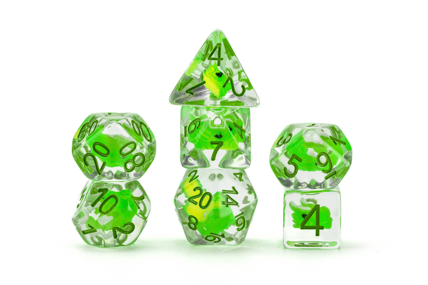 Dragon Storm Inclusion Resin Dice Set - Green Dragon