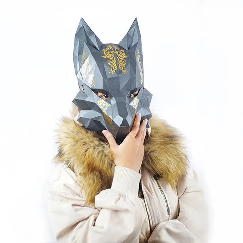 3D PaperCraft - Futuristic Fox Mask: Black